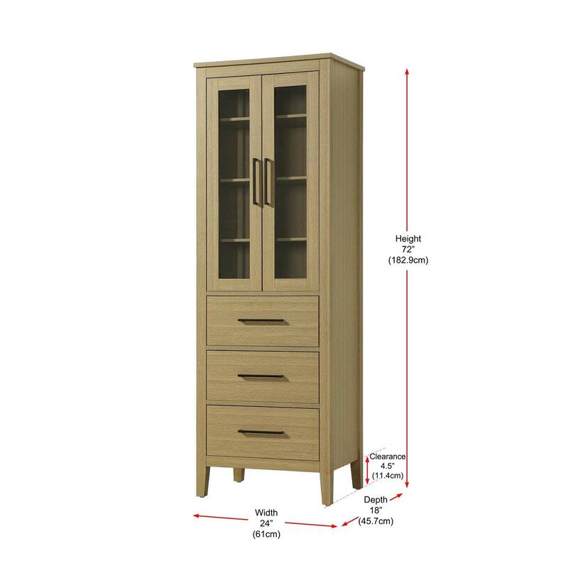 Laura 16-28 Inch Bath Storage Glass Cabinet