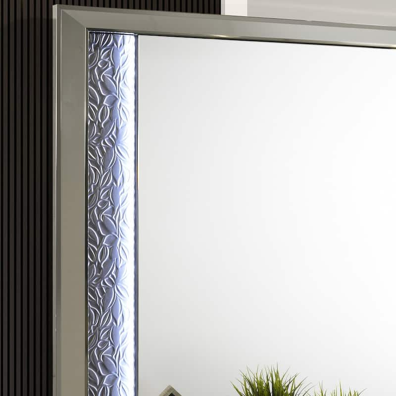 Furniture of America Iralles Modern 5-Piece Dark Grey Wood Platform Bedroom Set with LED Light