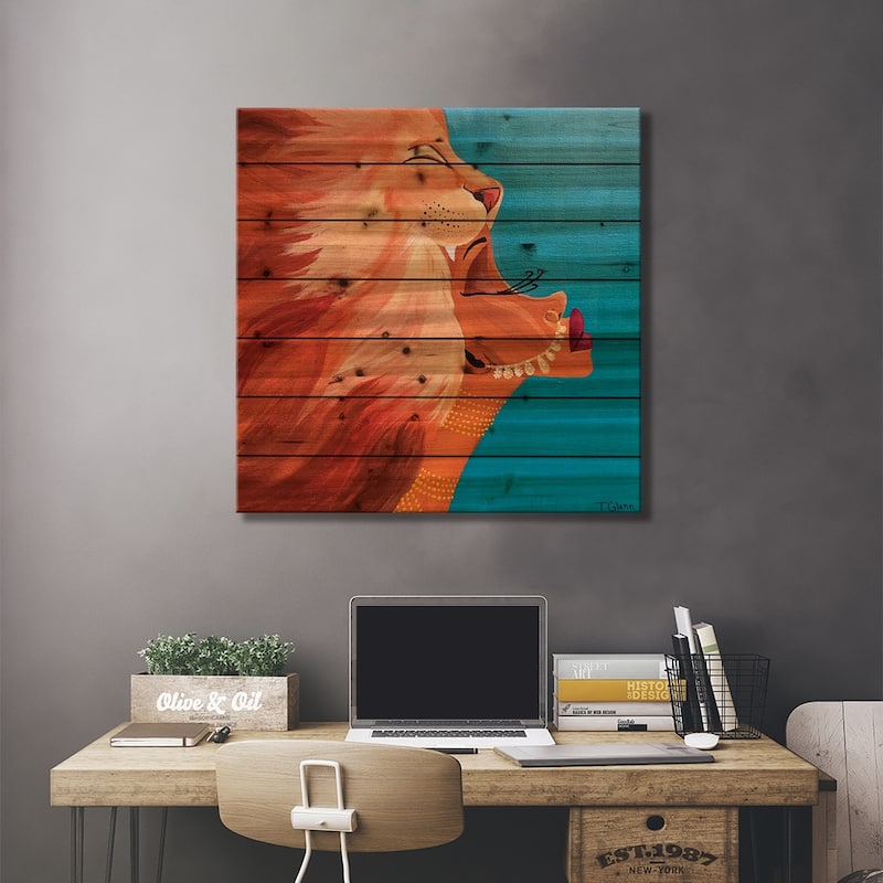 The Lioness Print On Wood by Tiffani Glenn - Multi-Color