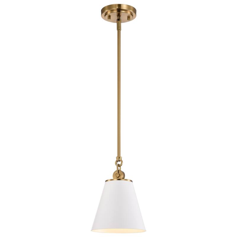 Dover 1 Light Small Pendant White with Vintage Brass