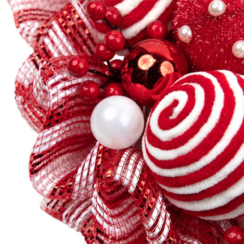 Peppermint and Berries Christmas Wreath - 20" - Unlit
