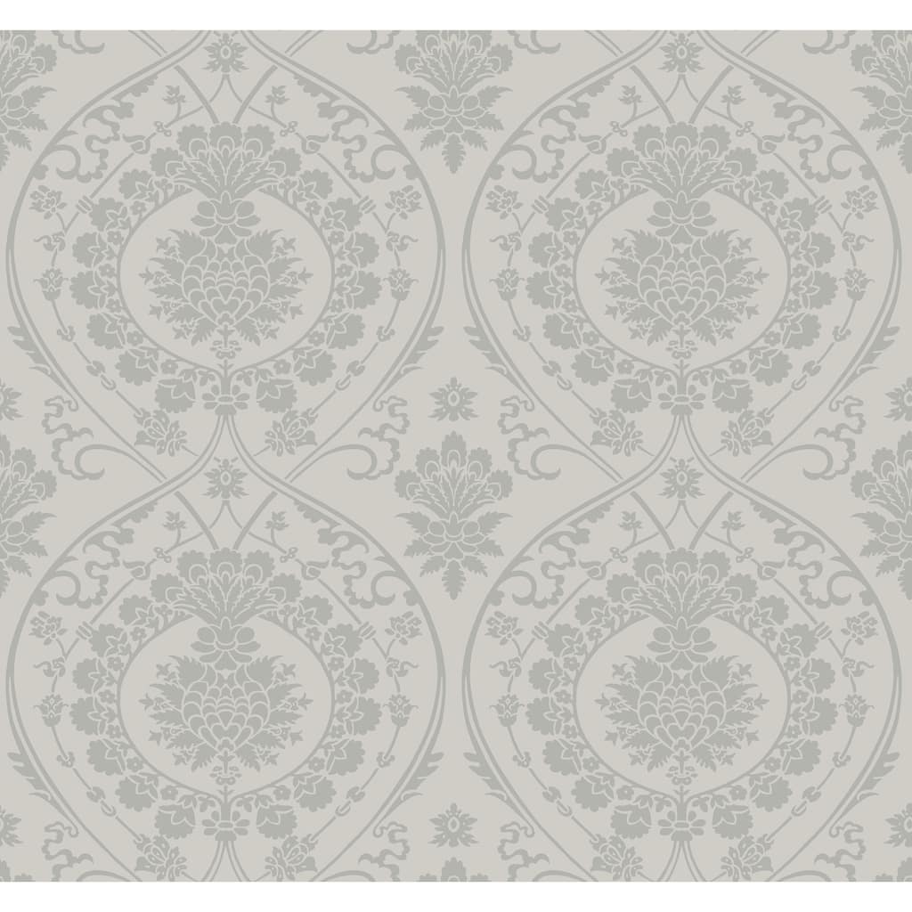 Fargo Gray/Silver Non-Woven Unpasted Damask Imperial Damask Wallpaper Covers about 60.75 sq. ft.
