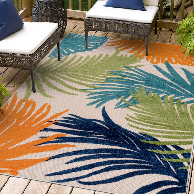 Marbella Contemporary Boho Indoor/Outdoor Area Rug - 5'x7' - Gray