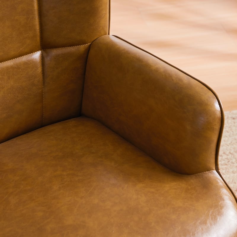 HUIMO High-back Accent Chair Modern Wing Back Chair-Faux Leather