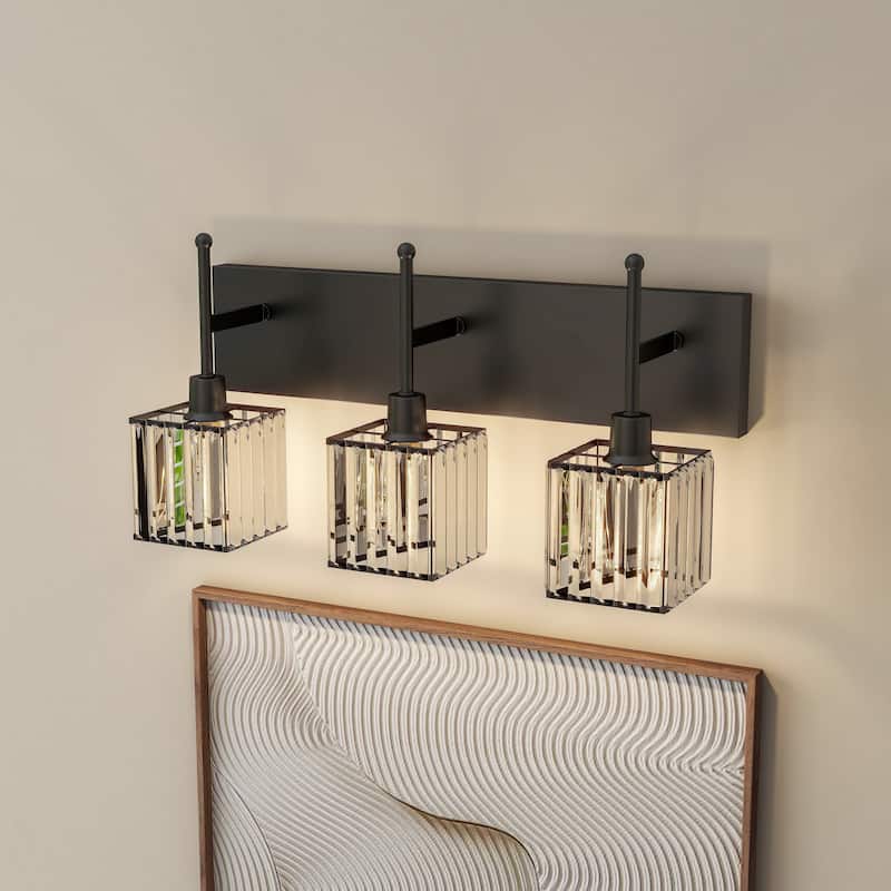 3-light Glass Rectangular Bathroom Vanity Light Wall Light