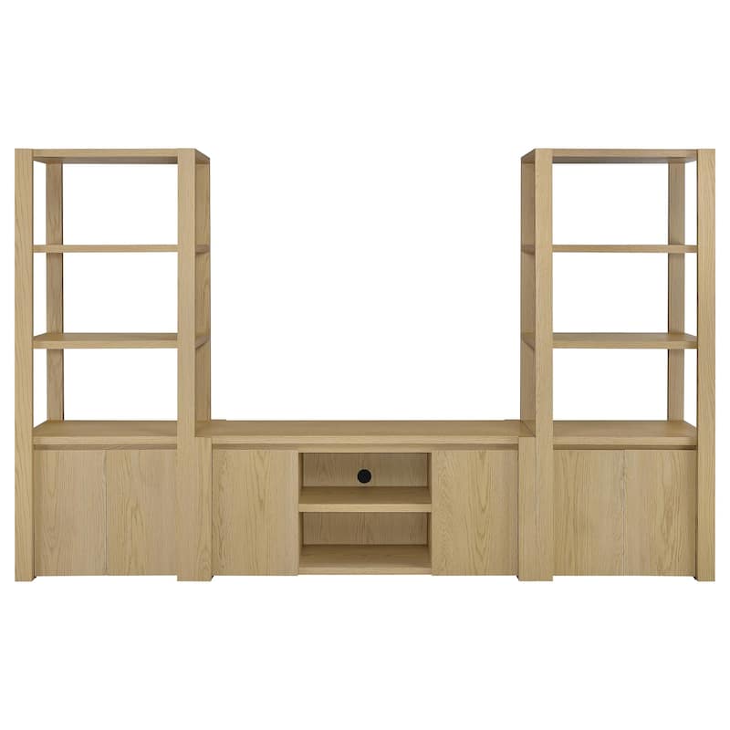 Laurelton 3-Shelf Media Tower Tall Pier Cabinet Light Oak