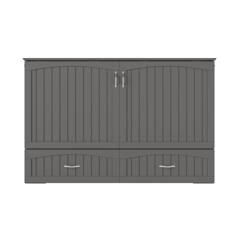 Queen Murphy Bed with Mattress & USB Charger - Solid Wood Chest - Space Saving Furniture - Modern Design