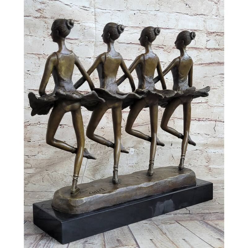 Four Ballerina Ballet Dancers Line Dancing Bronze Sculpture Statue Original Art