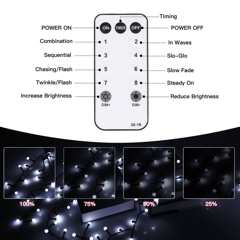 32.8/65.6FT Outdoor LED Pulg In 300/550-Bulb Mini String Lights