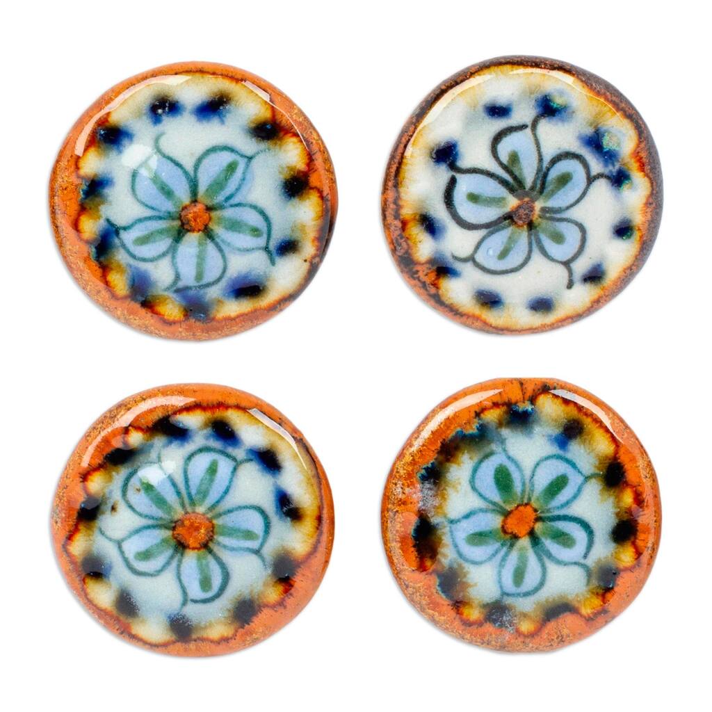 Novica Handmade Handy Garden Ceramic Knobs (Set Of 4)