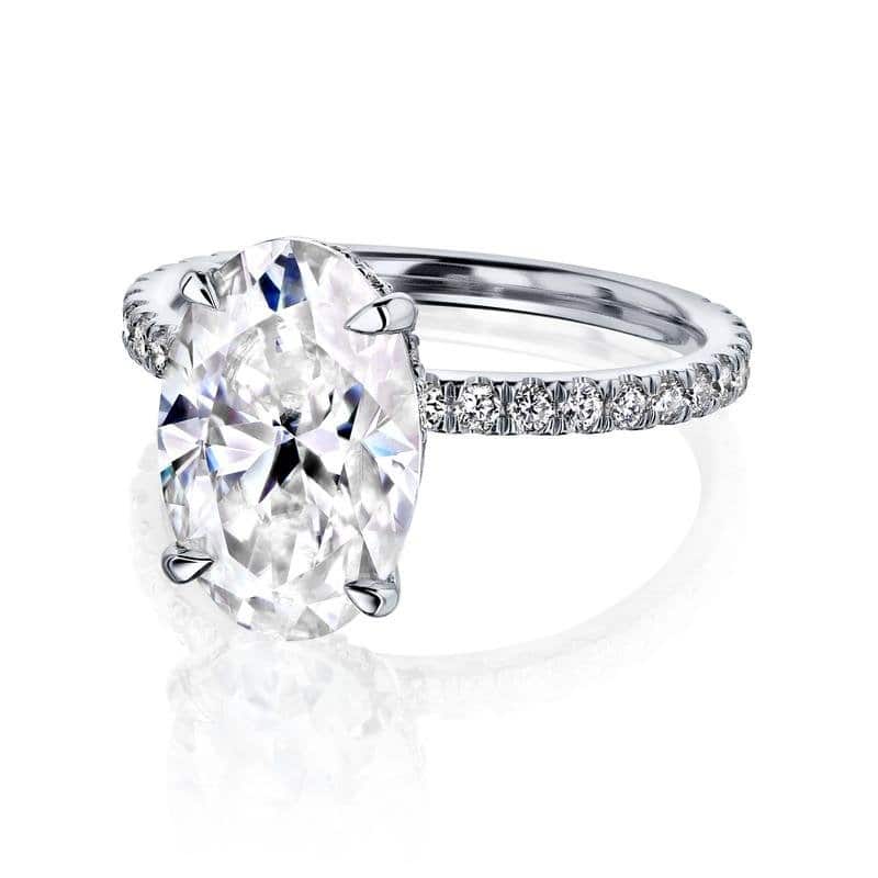 Kobelli Signature Collection 4.5 Carat Moissanite & Diamond 14k Solid Solid Gold Oval Hidden Halo Near Eternity Odette Ring