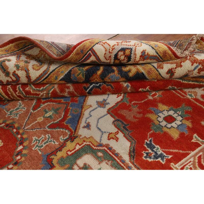 Geometric Heriz Serapi Oriental Area Rug Handmade Wool Carpet - 8'9" X 11'7"