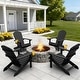 preview thumbnail 1 of 22, WINSOON All Weather HIPS Outdoor Plastic Adirondack Chairs with Cup Holder Set of 4 Black
