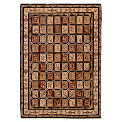 ECARPETGALLERY Hand-knotted Jamshidpour Black, Light Khaki Wool Rug - 5' 8" x 7' 11"