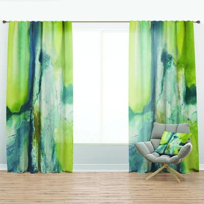 Designart 'Yellow and Blue Splash ' Modern Curtain Single Panel