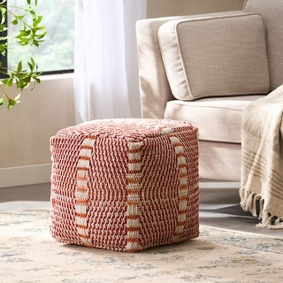Rolodex Indoor Handcrafted Boho Water Resistant Cube Pouf by Christopher Knight Home