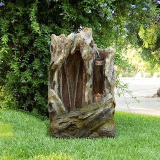 Alpine Corporation 62" Tall Outdoor Tree Trunk Water Fountain with LED Lights