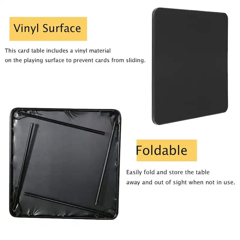 Javlergo 34" Square Folding Card Table with PU Leather Top Portable Game Activity Table with Collapsible Legs for Small Spaces