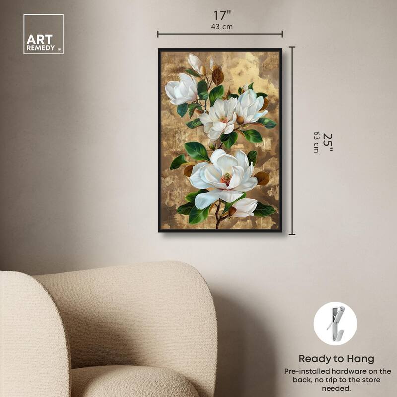 Guilded White flora Canvas by Art Remedy
