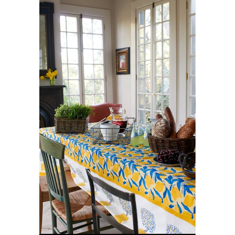 Couleur Nature Lemon Tree Tablecloth - Blue/Yellow - 71" x 142"