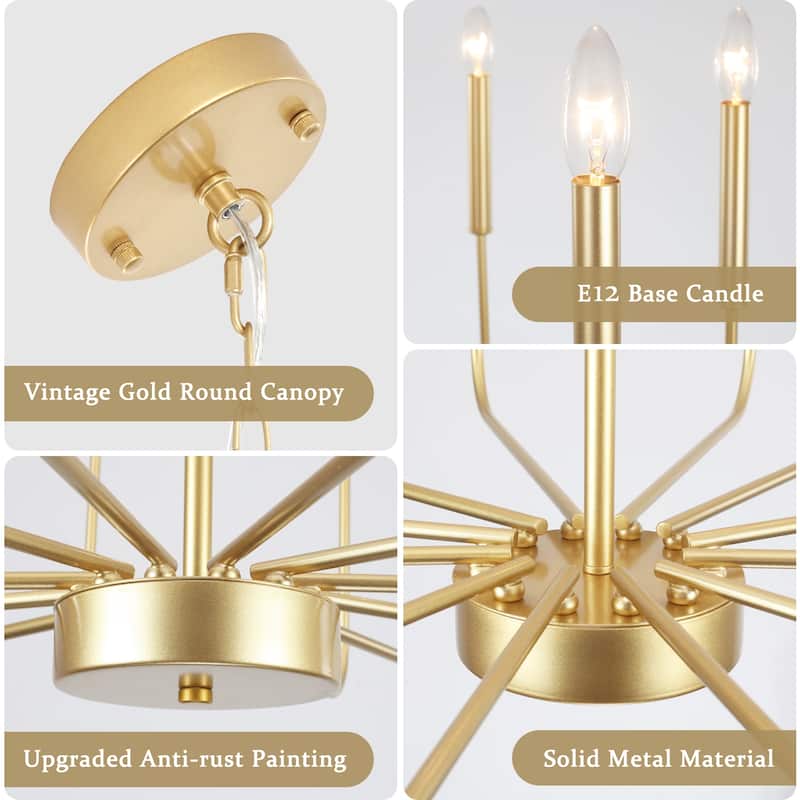 12-Light W32.08" x H70.07" Rustic Candle Chandelier for Dining Room Bedroom