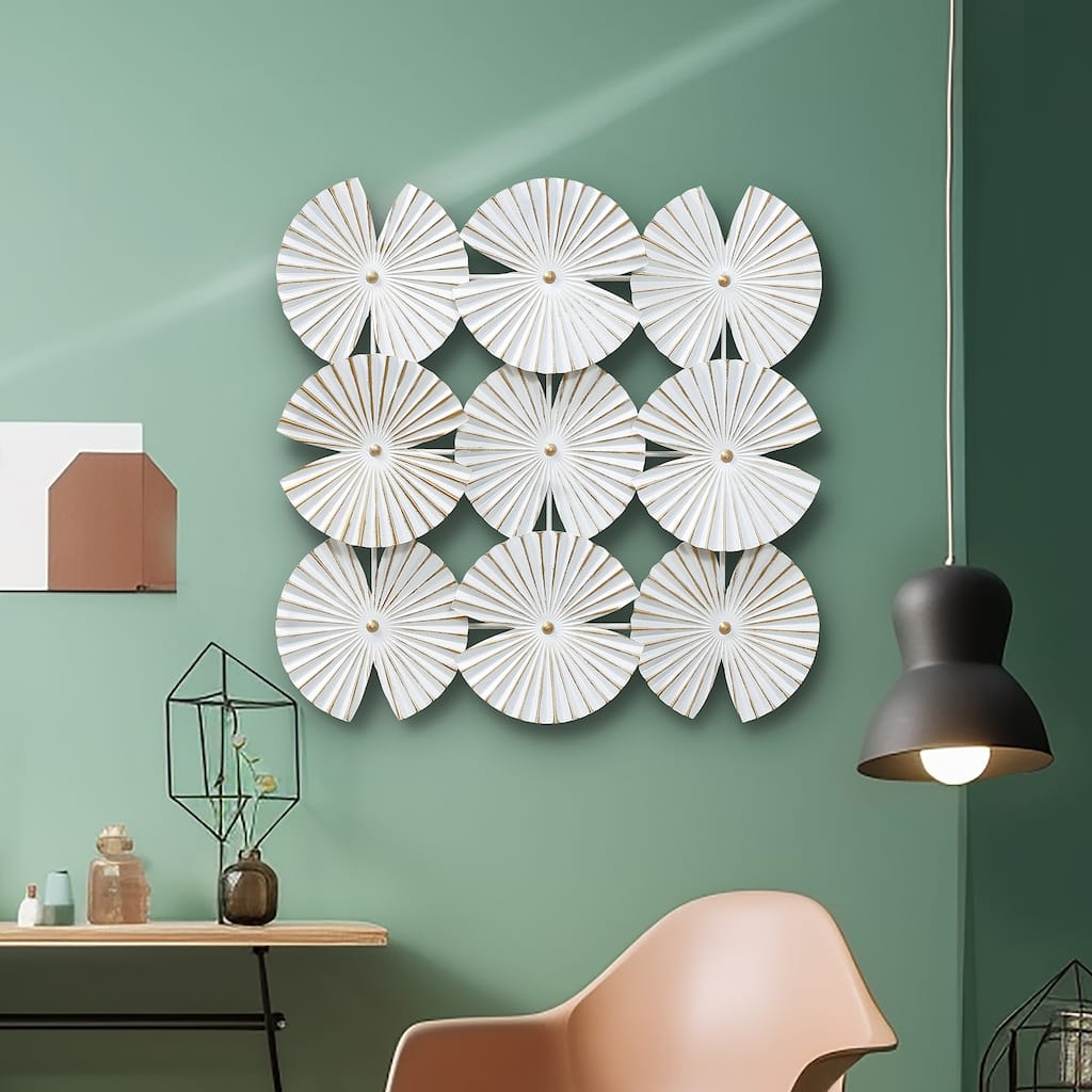 White and Gold Metal Abstract Seashell Wall Decor