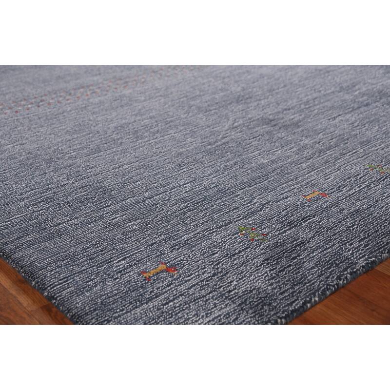 Hand Knotted Oriental 100% Wool Carpet Tribal Animal Pictorial Navy Blue & Blues Gabbeh Area Rug - 7' 7'' X 5' 3''