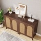 preview thumbnail 19 of 19, Set of 2 Rattan Sideboard, 59 Inch Buffet Cabinet with Doors, Accent Cabinet