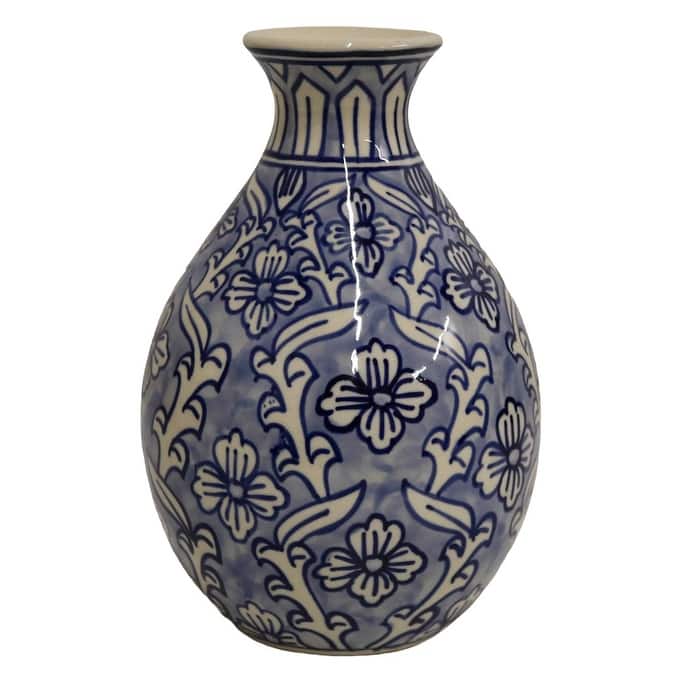 Home&Manor Ceramic Bottle Vase Light Blue