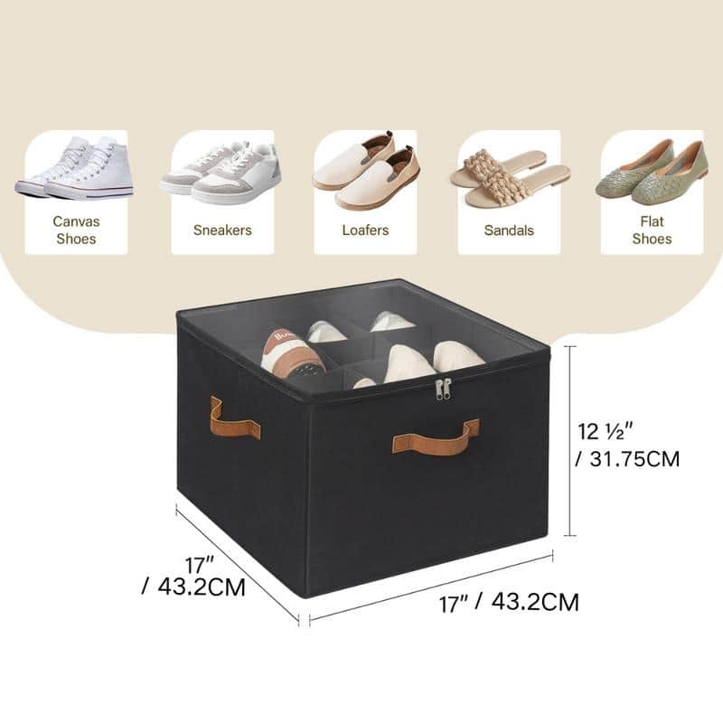 Shoe Organizer,Adjustable Dividers & Clear Cover