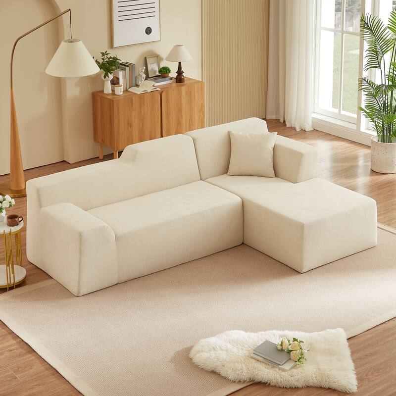 Rossetta L-Shaped Design Right-Facing Modern Minimalist Corduroy High Raised Thickened Back Sofa