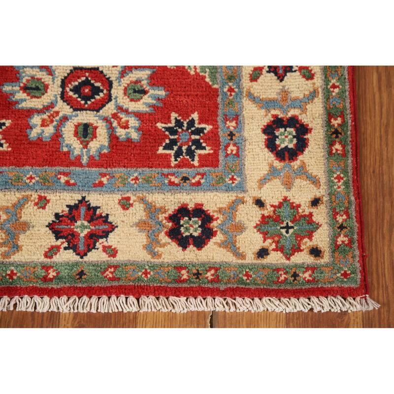 Red Kazak Oriental Foyer Rug Hand-Knotted Traditional Wool Carpet - 2'0" x 3'0"