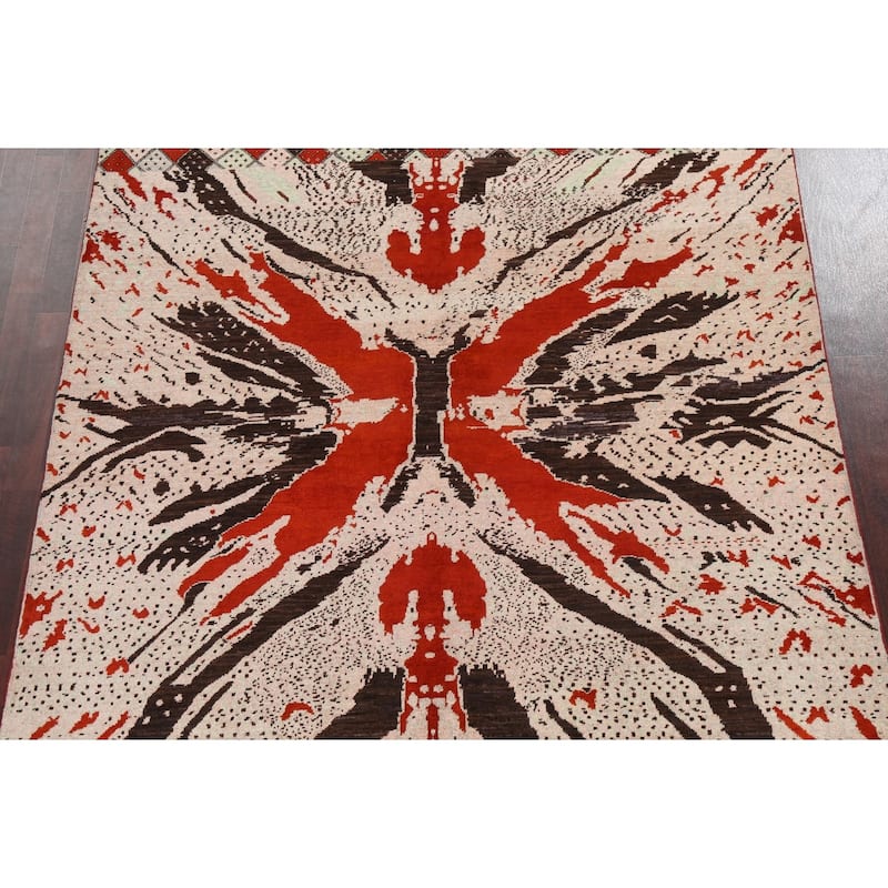 Vegetable Dye Abstract Oriental Dining Room Area Rug Wool Hand-knotted - 6'7" x 9'7"