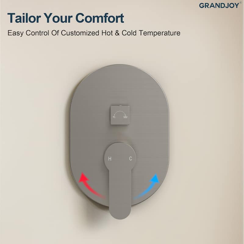 GRANDJOY Dual Shower Kit with Round Rainfall Head and Hand Shower, Lever Control Valve
