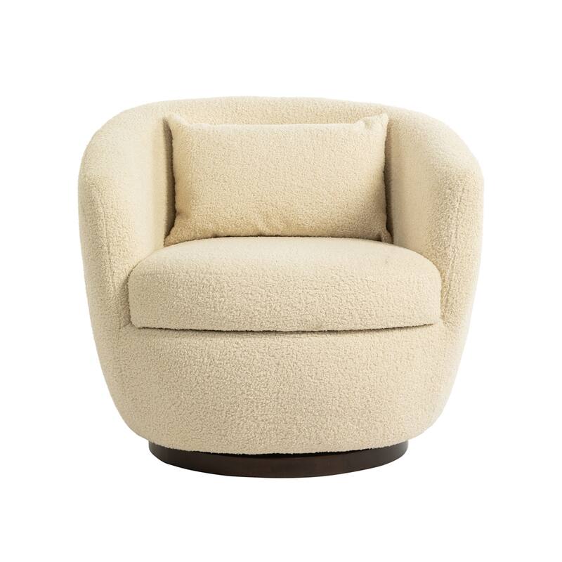 Upholstered Swivel Barrel Armchair with Storage and Metal Base