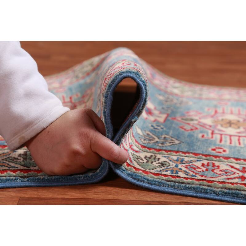 Light Blue Kazak Oriental Accent Foyer Rug Handmade Wool Carpet - 2'0"x 3'0"