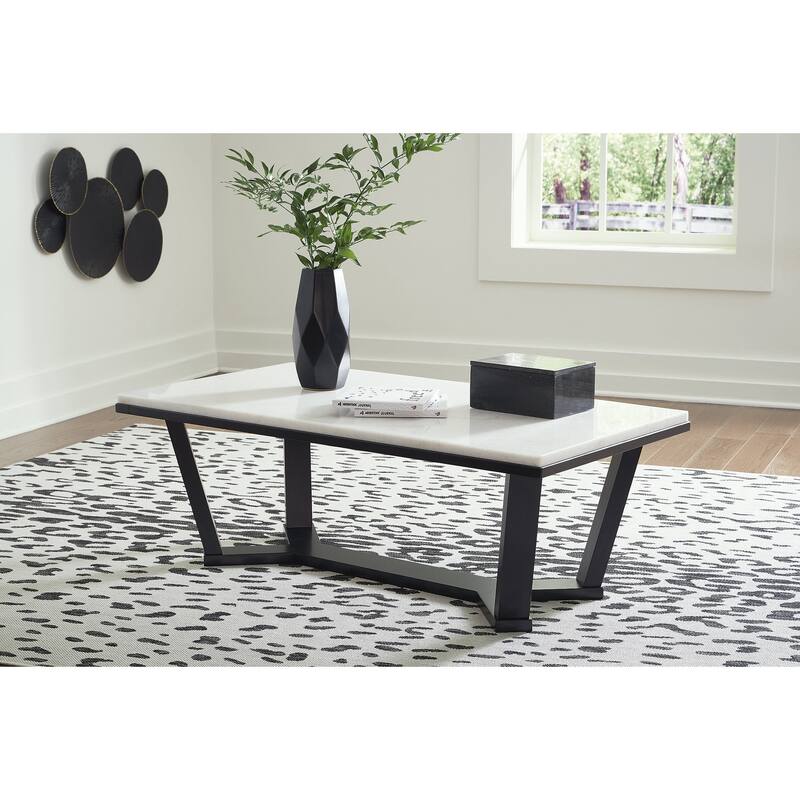 Signature Design by Ashley Fostead White / Dark Brown Rectangular Coffee Table - 48"W x 26"D x 18"H