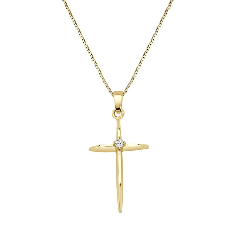 Auriya 10k Gold Diamond Accent Cross Pendant Necklace - Yellow