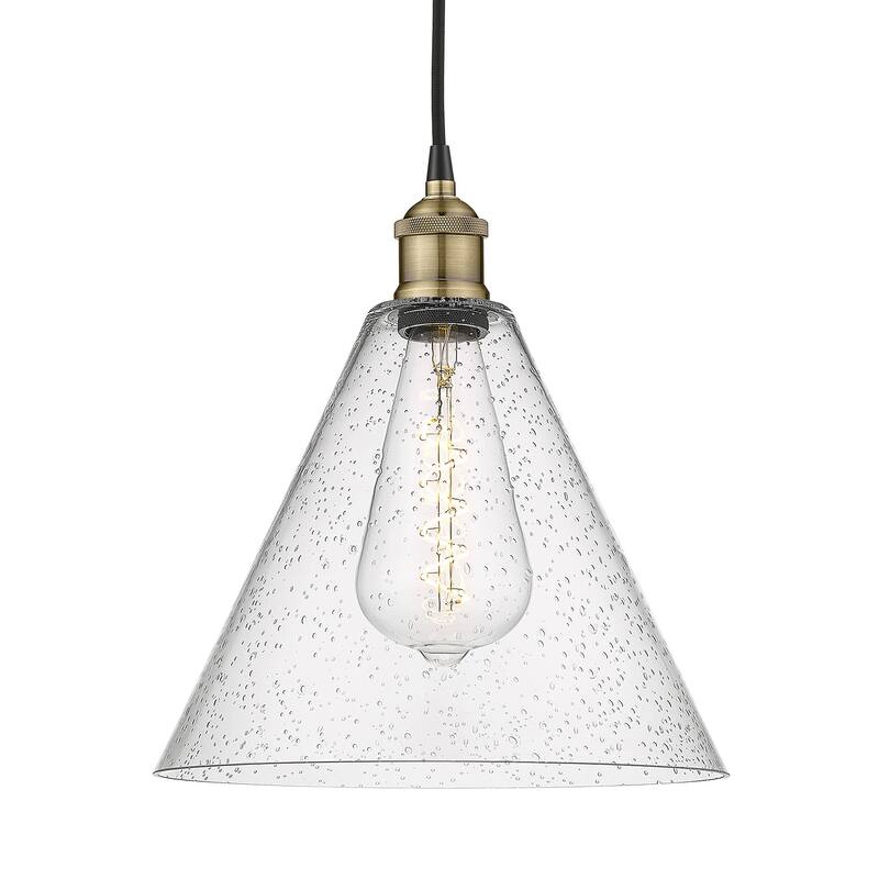 Innovations Lighting 616-1P-14-12 Edison Glass Cone Pendant Edison - Black Antique Brass / Seedy