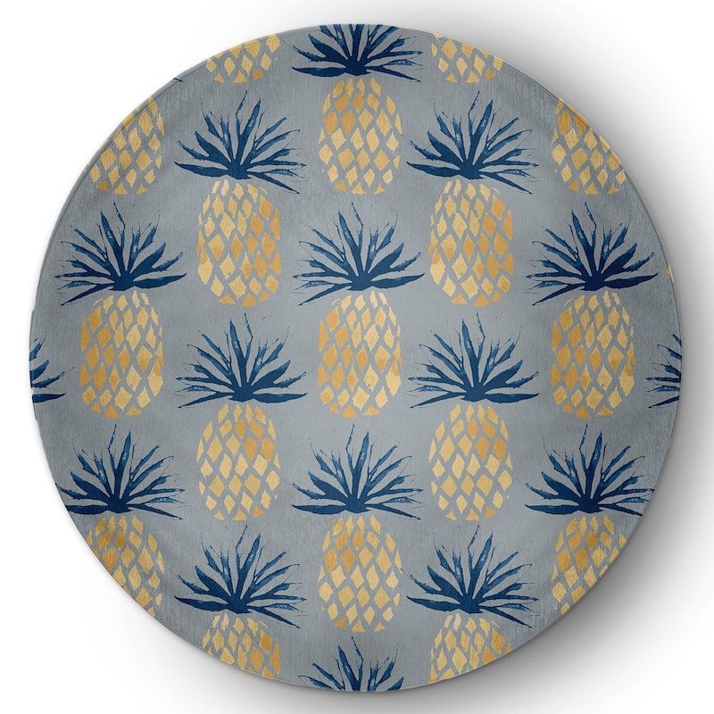 Pineapple Stripes Indoor/Outdoor Rug - Pretty Grey - 5' Round