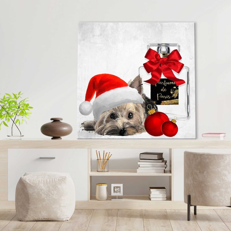"Christmas Holiday Yorkie" by Jodi Print on Canvas