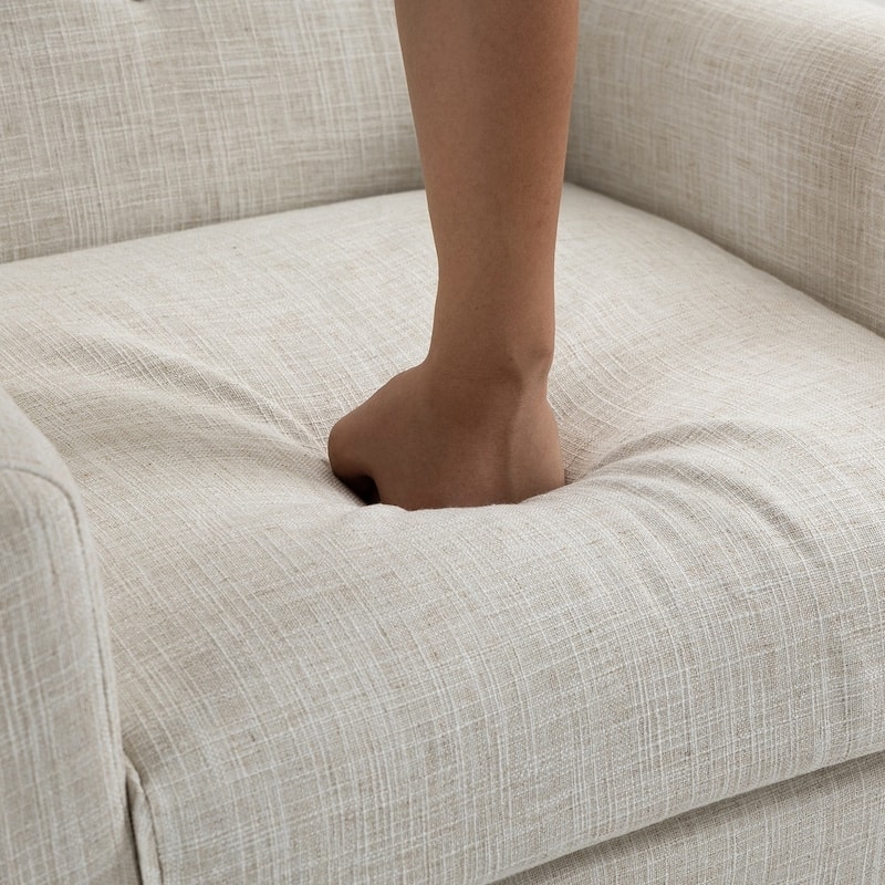 Mid Century Modern Button Tufted Accent Chair with Wood Legs