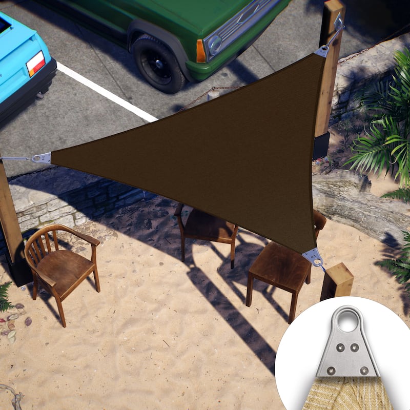 ColourTreeUSA Triangle Sun Shade Sail Reinforced Super Ring HDPE Mesh Fabric Screen Canopy UV Block 260 GSM