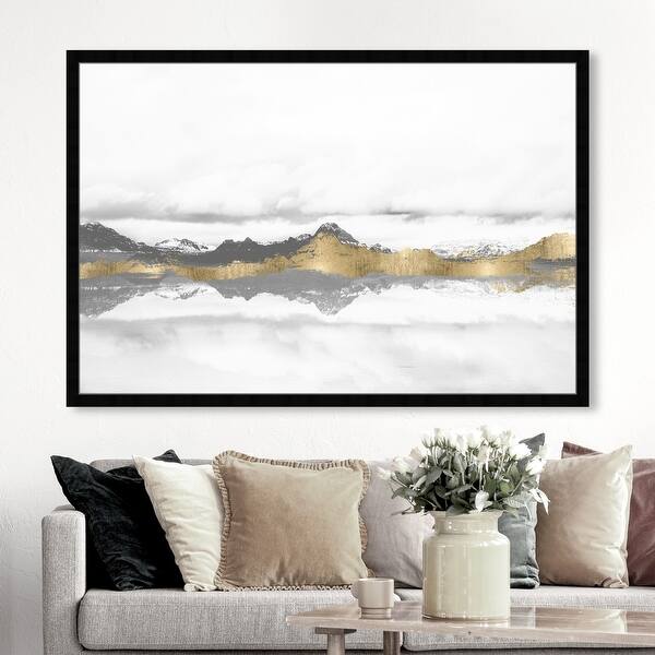 Shop Oliver Gal Stood Still And Wondered Gold Abstract Framed Wall Art Prints Mountains Gray Gold Overstock 31287529
