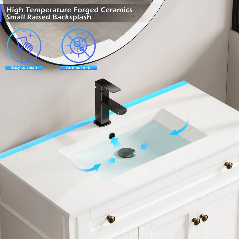 Retro Bathroom Vanity W/ Drop in Sink Combo Cabinet Set