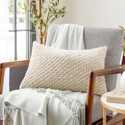 Kya Cream Textured Country Style Throw Pillow