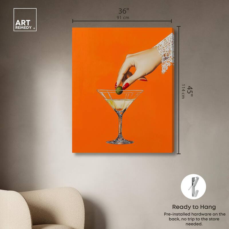 Orange Zest Martini Canvas by Art Remedy, Gallery Wrapped