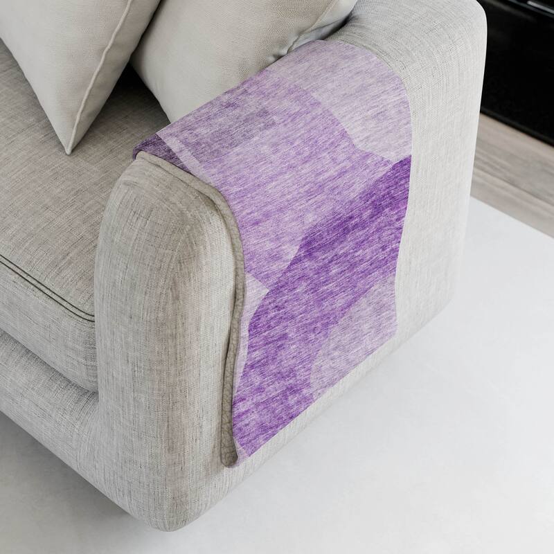 Premium Machine Washable Casual Contemporary Sherpa Throw Blanket - Eggplant - 4'2" x 5'10"