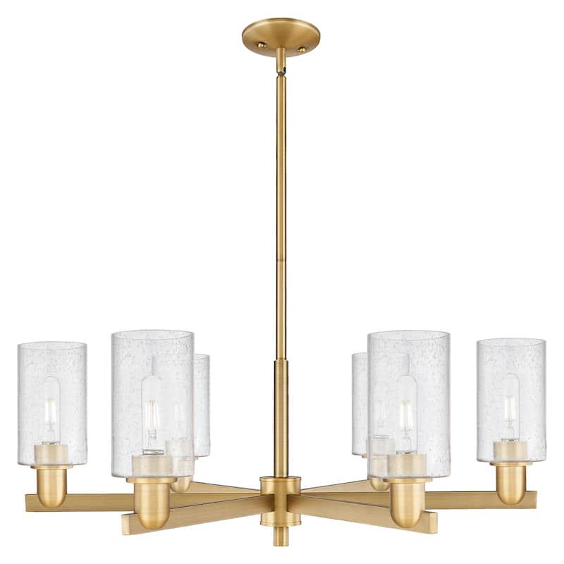 Innovations Lighting Endless Possibilities Arcadia - Clymer - 6 Light 34" Stem Hung Chandelier - Brushed Brass/Seedy