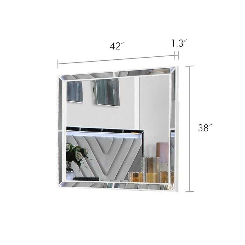 Grace Mirrored Trim Queen Bedroom Set with LED Lights